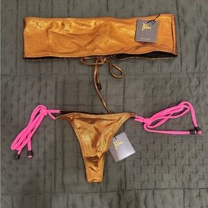 Meltdown Women's underwear
 Gold Bikini with Pink Accents set